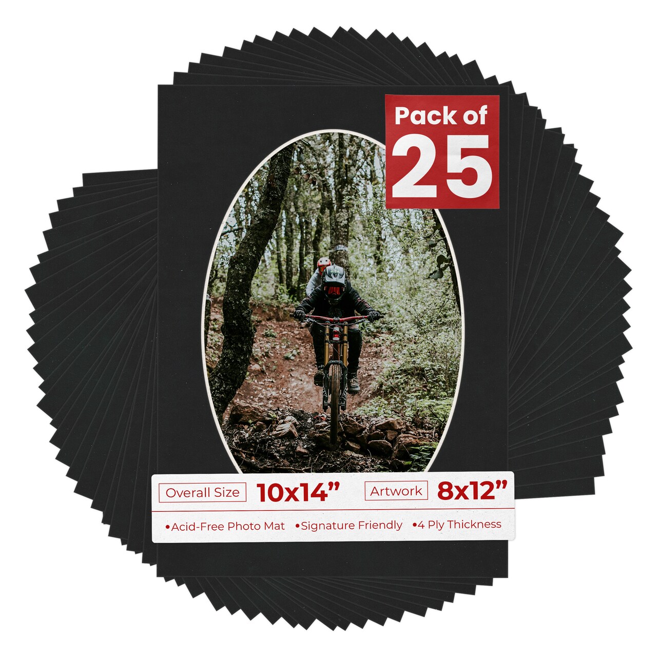 Black Suede Mat Board for 10x14 Frames - Oval Opening for 8x12 Photos